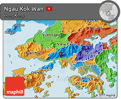 Political 3D Map of Ngau Kok Wan