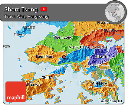Political 3D Map of Sham Tseng