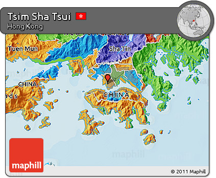 Political 3D Map of Tsim Sha Tsui
