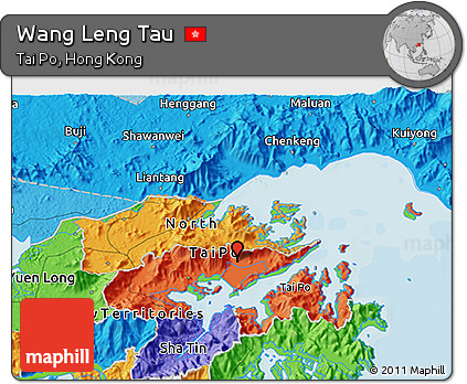 Political 3D Map of Wang Leng Tau