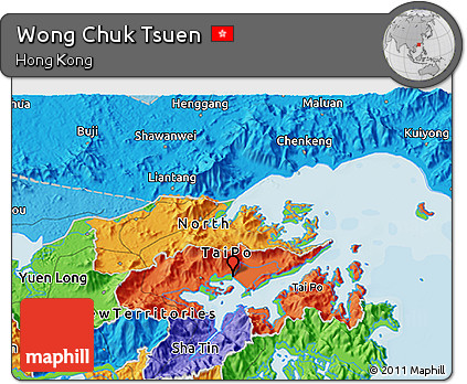 Political 3D Map of Wong Chuk Tsuen