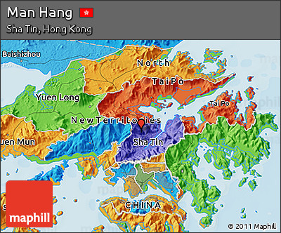 Political 3D Map of Man Hang