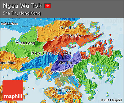 Political 3D Map of Ngau Wu Tok