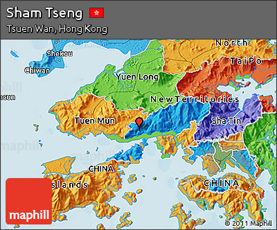 Political 3D Map of Sham Tseng