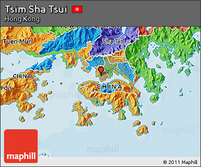 Political 3D Map of Tsim Sha Tsui