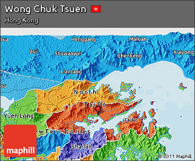 Political 3D Map of Wong Chuk Tsuen