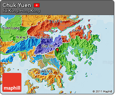 Political 3D Map of Chuk Yuen