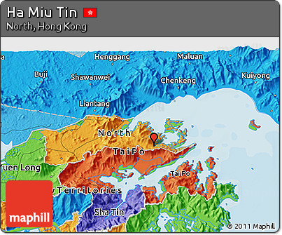 Political 3D Map of Ha Miu Tin