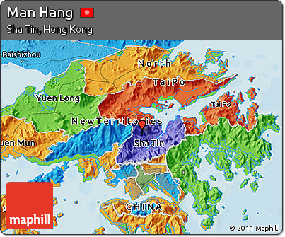Political 3D Map of Man Hang