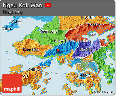 Political 3D Map of Ngau Kok Wan