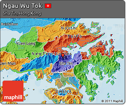 Political 3D Map of Ngau Wu Tok