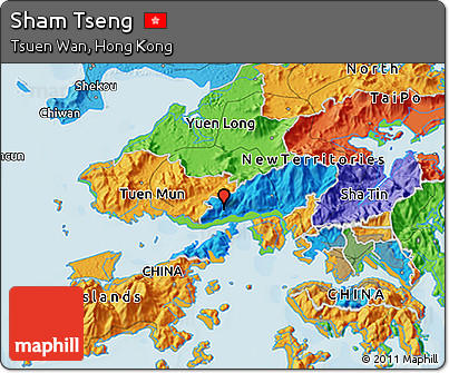 Political 3D Map of Sham Tseng