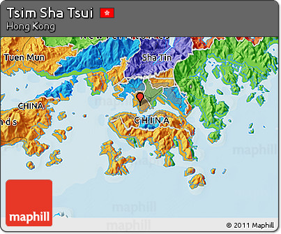 Political 3D Map of Tsim Sha Tsui