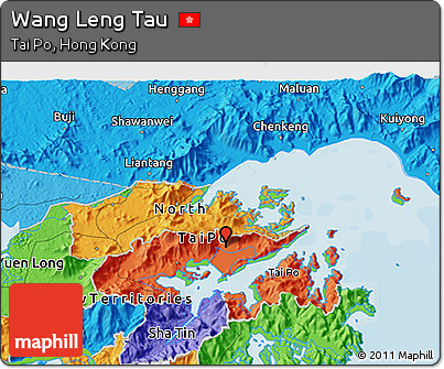 Political 3D Map of Wang Leng Tau