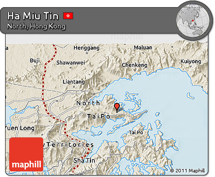 Shaded Relief 3D Map of Ha Miu Tin