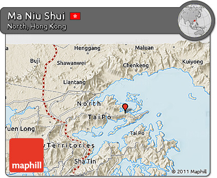 Shaded Relief 3D Map of Ma Niu Shui