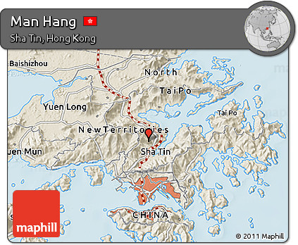 Shaded Relief 3D Map of Man Hang