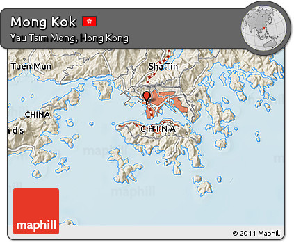 Shaded Relief 3D Map of Mong Kok