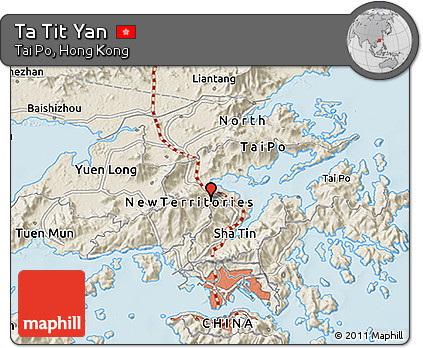 Shaded Relief 3D Map of Ta Tit Yan