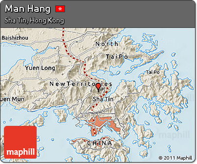 Shaded Relief 3D Map of Man Hang
