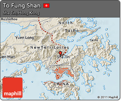 Shaded Relief 3D Map of to Fung Shan