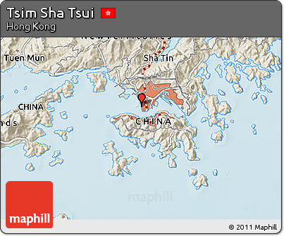 Shaded Relief 3D Map of Tsim Sha Tsui