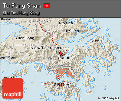 Shaded Relief 3D Map of to Fung Shan