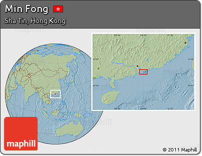 Savanna Style Location Map of Min Fong, hill shading