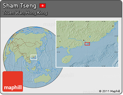 Savanna Style Location Map of Sham Tseng, hill shading
