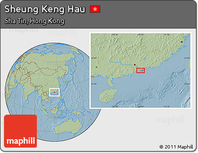 Savanna Style Location Map of Sheung Keng Hau, hill shading