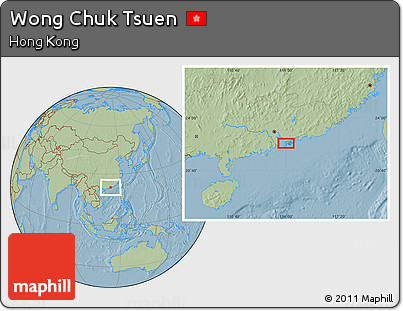 Savanna Style Location Map of Wong Chuk Tsuen, hill shading