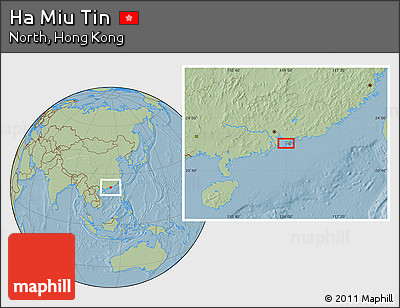 Savanna Style Location Map of Ha Miu Tin, hill shading