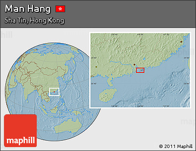 Savanna Style Location Map of Man Hang, hill shading