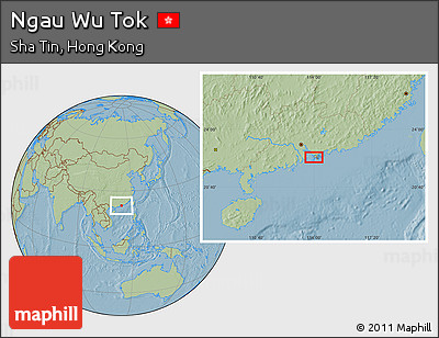 Savanna Style Location Map of Ngau Wu Tok, hill shading
