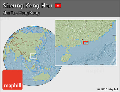 Savanna Style Location Map of Sheung Keng Hau, hill shading