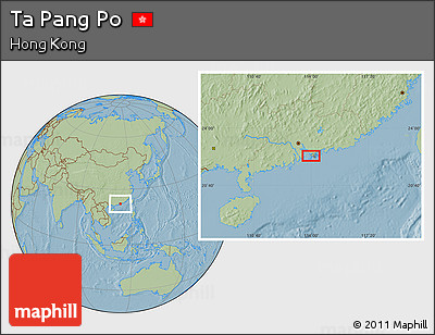 Savanna Style Location Map of Ta Pang Po, hill shading