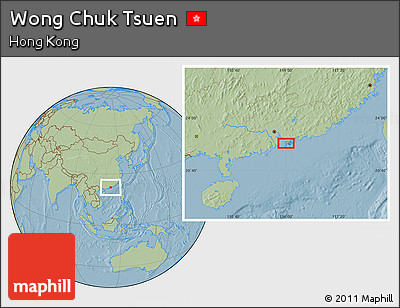 Savanna Style Location Map of Wong Chuk Tsuen, hill shading