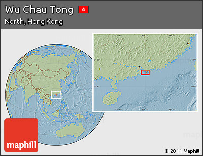 Savanna Style Location Map of Wu Chau Tong, hill shading