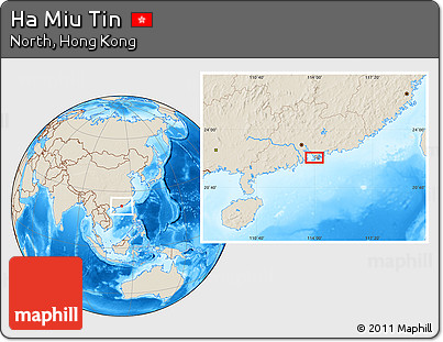 Shaded Relief Location Map of Ha Miu Tin