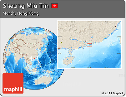 Shaded Relief Location Map of Sheung Miu Tin