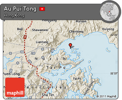 Shaded Relief Map of Au Pui Tong