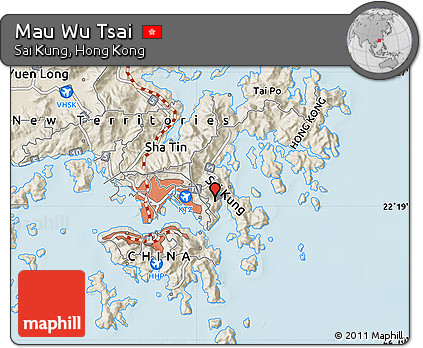 Shaded Relief Map of Mau Wu Tsai