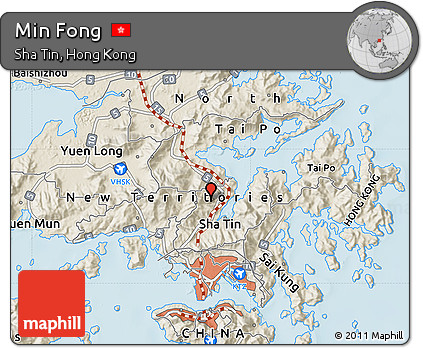 Shaded Relief Map of Min Fong