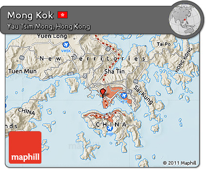 Shaded Relief Map of Mong Kok