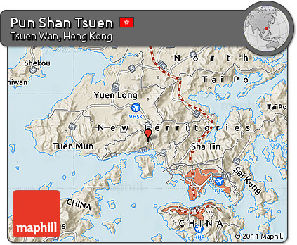 Shaded Relief Map of Pun Shan Tsuen