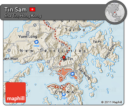 Shaded Relief Map of Tin Sam
