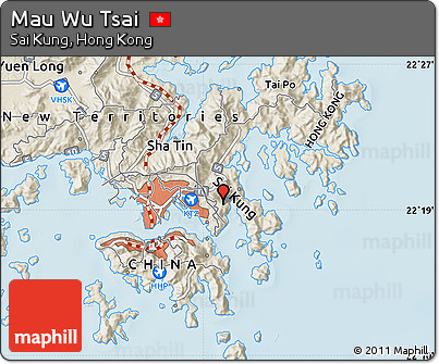 Shaded Relief Map of Mau Wu Tsai