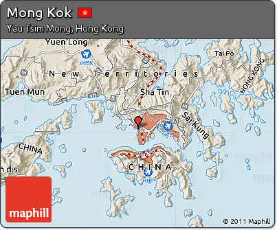 Shaded Relief Map of Mong Kok