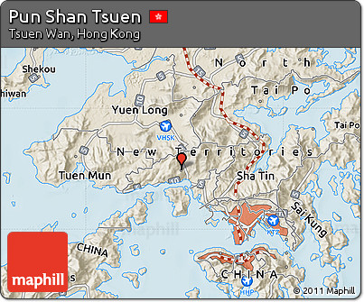 Shaded Relief Map of Pun Shan Tsuen