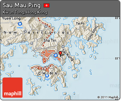 Shaded Relief Map of Sau Mau Ping